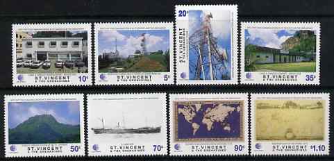 St Vincent 1997 125th Anniversary of Telecommunications in St Vincent set of 8 unmounted mint, SG 3631-38, stamps on communications, stamps on maps, stamps on ships, stamps on 