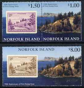 Norfolk Island 1997 50th Anniversary of Norfolk Island Stamps set of 3 unmounted mint, SG 644-46, stamps on stamp on stamp, stamps on stamponstamp