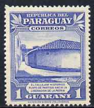 Paraguay 1946 Meeting place of Independence Conspirators 1g from Colours Changed Pictorial set, unmounted mint SG 646, stamps on monuments