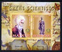 Malawi 2008 Great Scientists #3 - Alhazen & Zhang Heng imperf sheetlet containing 2 values each with Rotary logo, unmounted mint, stamps on personalities, stamps on science, stamps on rotary, stamps on maps, stamps on maths