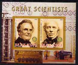 Malawi 2008 Great Scientists #4 - Babbage & Faraday imperf sheetlet containing 2 values each with Rotary logo, unmounted mint, stamps on personalities, stamps on science, stamps on rotary, stamps on maths, stamps on computers