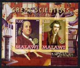 Malawi 2008 Great Scientists #8 - Franklin & Banks imperf sheetlet containing 2 values each with Rotary logo, unmounted mint, stamps on personalities, stamps on science, stamps on rotary, stamps on 