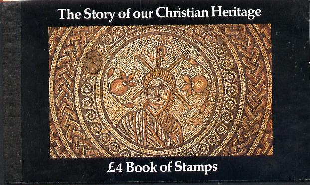 Great Britain 1984 The Story of Christian Heritage Â£4 Prestige booklet complete & very fine SG DX5, stamps on religion, stamps on mosaics, stamps on shakespeare, stamps on salvation army, stamps on 