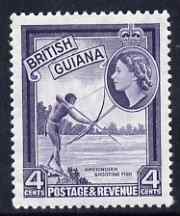 British Guiana 1954-63 Shooting Fish 4c deep violet De La Rue printing unmounted mint, SG 334ab , stamps on fish