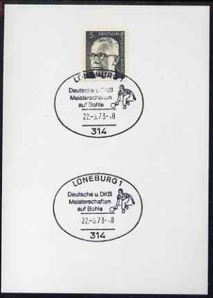 Postmark - West Berlin 1973 5pfg postal card with special cancellation for Bowling Championships, stamps on sport, stamps on bowls