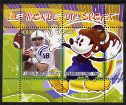 Djibouti 2008 Disney & World of Sport - American Football & Peyton Manning perf sheetlet containing 2 values unmounted mint, stamps on , stamps on  stamps on disney, stamps on  stamps on sport, stamps on  stamps on personalities, stamps on  stamps on american football