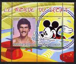 Djibouti 2008 Disney & World of Sport - Swimming & Mark Spitz perf sheetlet containing 2 values unmounted mint, stamps on disney, stamps on sport, stamps on personalities, stamps on swimming
