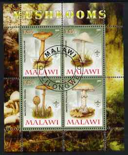 Malawi 2008 Fungi #2 perf sheetlet containing 4 values, each with Scout logo fine cto used, stamps on fungi, stamps on scouts