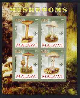 Malawi 2008 Fungi #2 imperf sheetlet containing 4 values, each with Scout logo unmounted mint, stamps on fungi, stamps on scouts
