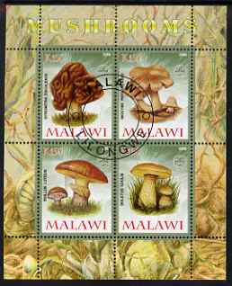 Malawi 2008 Fungi #3 perf sheetlet containing 4 values, each with Scout logo fine cto used, stamps on fungi, stamps on scouts