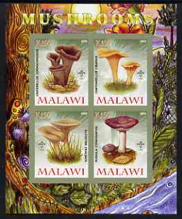Malawi 2008 Fungi #4 imperf sheetlet containing 4 values, each with Scout logo unmounted mint, stamps on fungi, stamps on scouts