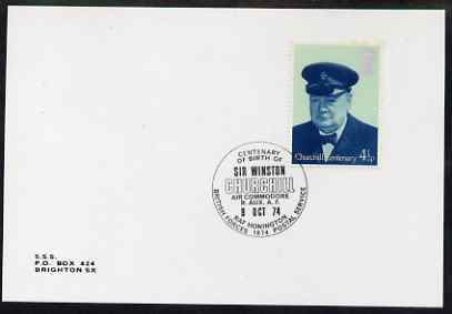 Postmark - Great Britain 1974 cover bearing special cancellation for Birth Centenary of Winston Churchill, Air Commodore (BFPS), stamps on churchill, stamps on personalities