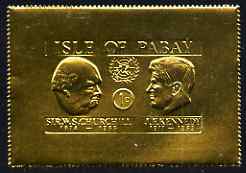 Pabay 1967 Churchill & Kennedy 1d larger format embossed in gold foil unmounted mint (Rosen PA67), stamps on personalities, stamps on churchill, stamps on kennedy