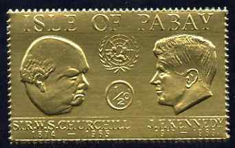 Pabay 1967 Churchill & Kennedy 1/2d value embossed in gold foil (perf) unmounted mint (Rosen PA57), stamps on personalities, stamps on churchill, stamps on kennedy