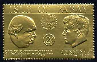Pabay 1967 Churchill & Kennedy 2d value embossed in gold foil (perf) unmounted mint (Rosen PA59), stamps on personalities, stamps on churchill, stamps on kennedy