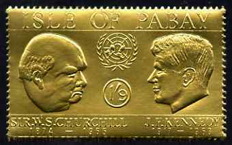Pabay 1967 Churchill & Kennedy 1s9d value embossed in gold foil (perf) unmounted mint (Rosen PA63), stamps on personalities, stamps on churchill, stamps on kennedy