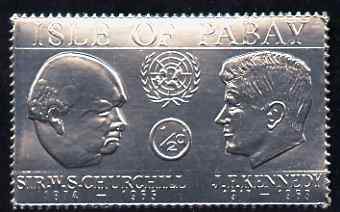 Pabay 1967 Churchill & Kennedy 1/2d value embossed in silver foil (perf) unmounted mint (Rosen PA70), stamps on personalities, stamps on churchill, stamps on kennedy