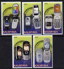 Kalmikia Republic 2006 Mobile Phones perf set of 5 unmounted mint, stamps on technology, stamps on telephones, stamps on computerrs, stamps on clocks, stamps on cameras, stamps on photography