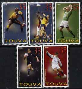 Touva 2006 Rugby perf set of 5 unmounted mint, stamps on sport, stamps on rugby