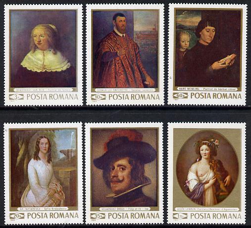 Rumania 1969 Paintings in National Gallery set of 6 unmounted mint, SG 3658-63, Mi 2796-2801, stamps on arts, stamps on rembrandt, stamps on velasquez, stamps on fountains