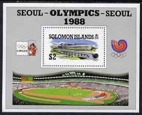 Solomon Islands 1988 Seoul Olympic Games perf m/sheet unmounted mint SG MS 635, stamps on olympics, stamps on stadia