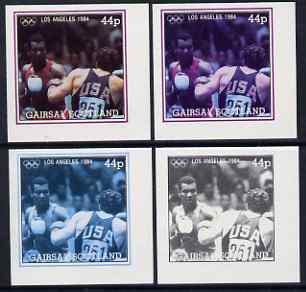 Gairsay 1984 Los Angeles Olympic Games - Boxing 44p the set of 4 imperf progressive proofs comprising 1, 2, 3 and all 4-colour composites, unmounted mint, stamps on olympics, stamps on boxing