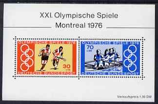 Germany - West 1976 Montreal Olympic Games perf m/sheet unmounted mint, SG MS 1781, stamps on , stamps on  stamps on olympics, stamps on  stamps on field hockey, stamps on  stamps on rowing