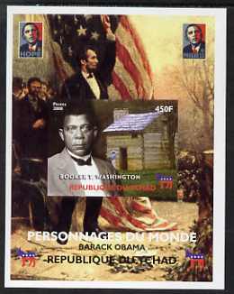 Chad 2008 Barack Obama imperf s/sheet #9 unmounted mint. Note this item is privately produced and is offered purely on its thematic appeal. ., stamps on personalities, stamps on obama, stamps on flags, stamps on lincoln, stamps on usa presidents, stamps on americana, stamps on 