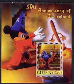 Liberia 2005 50th Anniversary of Disneyland #08 (Mickey Mouse) perf s/sheet unmounted mint, stamps on disney, stamps on cinema, stamps on movies, stamps on cartoons, stamps on entertainments