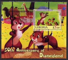 Liberia 2005 50th Anniversary of Disneyland #11 (Chip & Dale) perf s/sheet unmounted mint, stamps on disney, stamps on cinema, stamps on movies, stamps on cartoons, stamps on entertainments, stamps on 