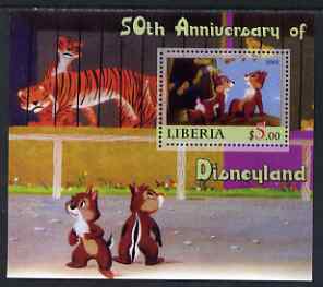 Liberia 2005 50th Anniversary of Disneyland #13 (Chip & Dale) perf s/sheet unmounted mint, stamps on disney, stamps on cinema, stamps on movies, stamps on cartoons, stamps on entertainments, stamps on 