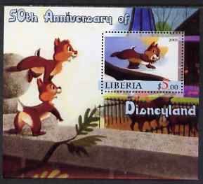 Liberia 2005 50th Anniversary of Disneyland #15 (Chip & Dale) perf s/sheet unmounted mint, stamps on disney, stamps on cinema, stamps on movies, stamps on cartoons, stamps on entertainments, stamps on 