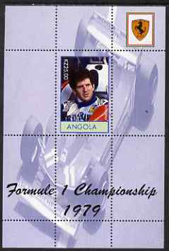 Angola 2000 Ferrari Formula 1 World Champions 1979 - Jody Scheckter perf s/sheet unmounted mint. Note this item is privately produced and is offered purely on its themati..., stamps on sport, stamps on racing cars, stamps on personalities, stamps on  f1 , stamps on formula 1, stamps on ferrari
