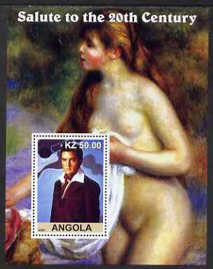 Angola 2002 Salute to the 20th Century #01 perf s/sheet - Elvis & Nude by Renoir, unmounted mint, stamps on personalities, stamps on arts, stamps on renoir, stamps on nude, stamps on elvis, stamps on music, stamps on rock, stamps on pops