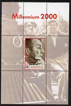 Angola 2000 Millennium 2000 - Walt Disney perf s/sheet (background shows old Loco) unmounted mint, stamps on , stamps on  stamps on personalities, stamps on  stamps on movies, stamps on  stamps on cinema, stamps on  stamps on films, stamps on  stamps on disney, stamps on  stamps on railways
