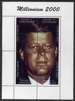 Somaliland 2000 Millennium 2000 John Kennedy composite perf sheetlet containing 4 values unmounted mint, stamps on personalities, stamps on constitutions, stamps on millennium, stamps on usa presidents, stamps on kennedy