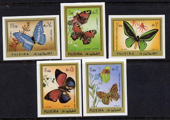 Fujeira 1971 Butterflies imperf set of 5 unmounted mint (Mi 780-784B) , stamps on butterflies