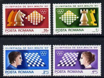 Rumania 1980 Chess Olympiad set of 4, Mi 3747-50, stamps on chess