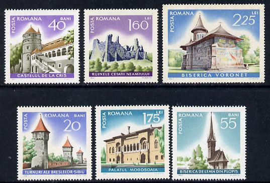 Rumania 1967 Int Tourist Year set of 6 (Historic Monuments) unmounted mint, SG 3474-79, Mi 2600-05, stamps on monuments, stamps on tourism, stamps on civil engineering