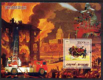 Guinea - Bissau 2005 Fire Engines perf souvenir sheet unmounted mint Yv BF 228, stamps on fire, stamps on fire engines, stamps on transport