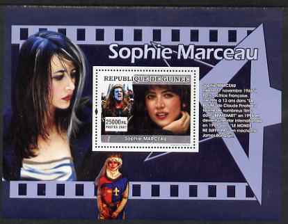 Guinea - Conakry 2007 French Film Stars (Sophie Marceau) perf souvenir sheet unmounted mint, stamps on personalities, stamps on cinema, stamps on films, stamps on movies, stamps on mel gibson