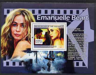 Guinea - Conakry 2007 French Film Stars (Emmanuelle Beart) perf souvenir sheet unmounted mint, stamps on personalities, stamps on cinema, stamps on films, stamps on movies