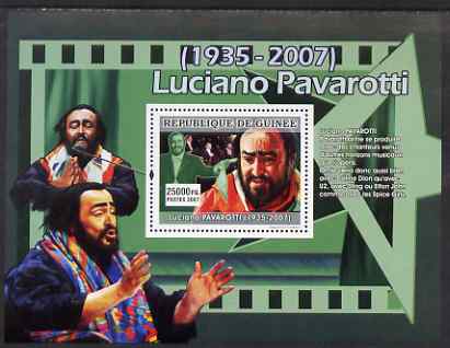 Guinea - Conakry 2007 Luciano Pavarotti (Pavarotti loved to produce..) perf souvenir sheet unmounted mint, stamps on music, stamps on opera, stamps on pavarotti