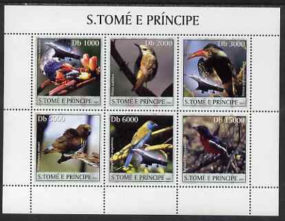 St Thomas & Prince Islands 2003 Birds & Concorde perf sheetlet containing 6 values unmounted mint Mi 2061-66, stamps on birds, stamps on aviation, stamps on concorde