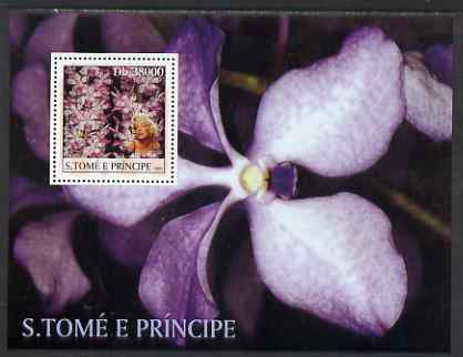 St Thomas & Prince Islands 2003 Orchids (with Marilyn Monroe) perf souvenir sheet unmounted mint Mi Bl 1434, stamps on orchids, stamps on personalities, stamps on films, stamps on marilyn, stamps on marilyn monroe