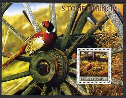 St Thomas & Prince Islands 2003 Pheasants perf souvenir sheet unmounted mint Mi Bl 1437, stamps on birds, stamps on pheasants, stamps on game, stamps on hunting