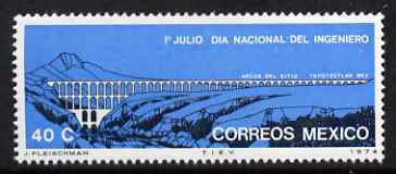 Mexico 1974 National Engineer's Day 40c unmounted mint SG 1305, stamps on bridges, stamps on civil engineering, stamps on 