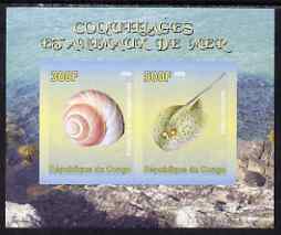 Congo 2008 Shells & Marine Life #3 imperf sheetlet containing 2 values unmounted mint, stamps on marine life, stamps on shells