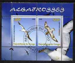Congo 2008 Birds - Albatros perf sheetlet containing 2 values cto used, stamps on birds, stamps on albatros