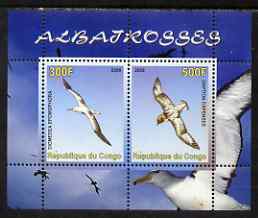 Congo 2008 Birds - Albatros perf sheetlet containing 2 values unmounted mint, stamps on birds, stamps on albatros